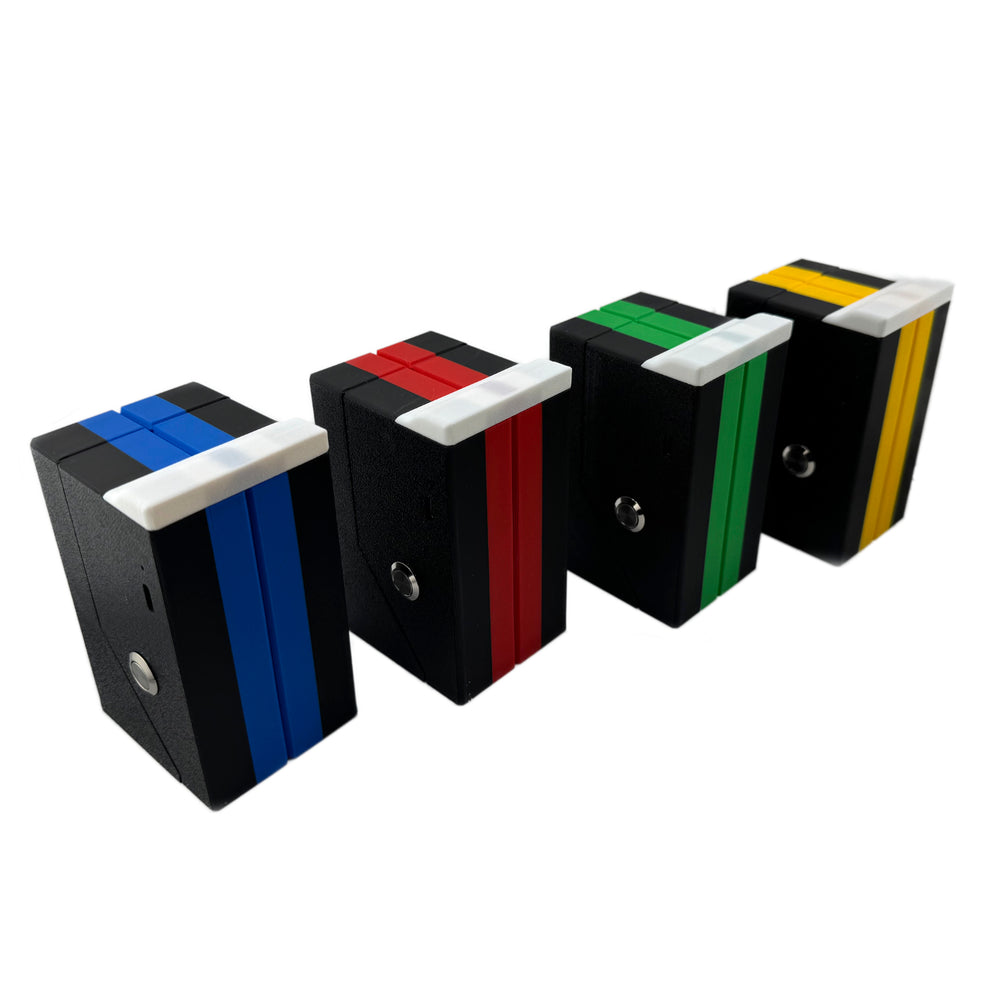 Four SmartBeam units in blue, red, green, and yellow